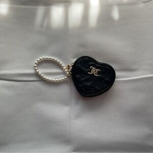 Juicy Couture Black Heart-Shaped Coin Purse with Pearl Handle
